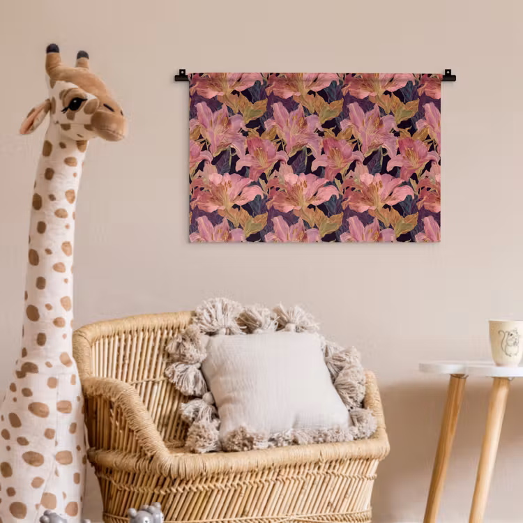 Lelies - Patroon - Roze - Goud Wandkleed katoen klein 269 -wsfeer5_kind