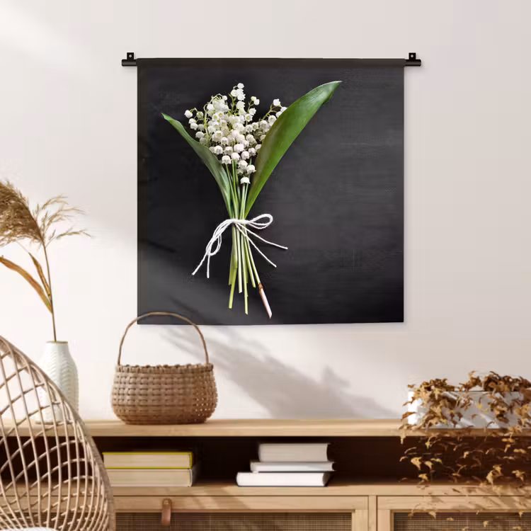 Lelietjes van dalen - Bloemen - Stilleven - Flora Wandkleed katoen klein -sfeer5