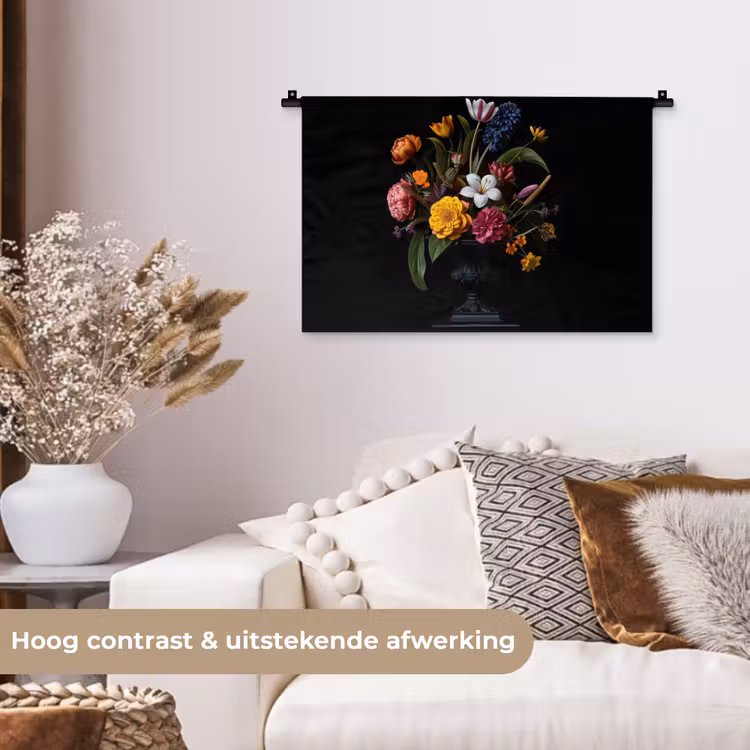 Lente - Bloemen - Klassiek - Vaas Wandkleed katoen klein -sfeer1