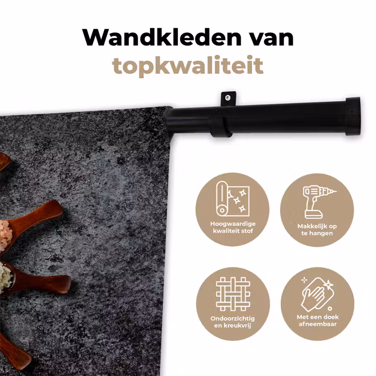 Lepel - Kruiden - Specerijen - Keuken - Industrieel Wandkleed katoen klein -sfeer2