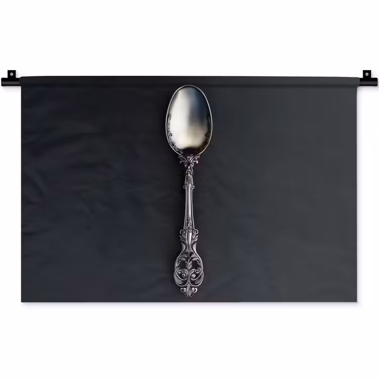 Lepel - Zilver - Metaal Wandkleed katoen klein -zz3d