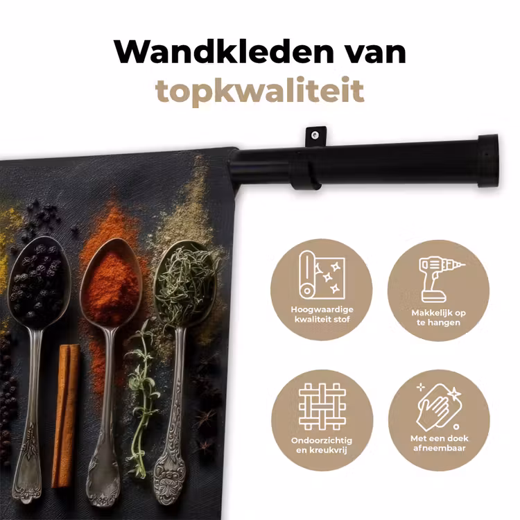 Lepels - Specerijen - Kaneel - Chili Wandkleed katoen klein -sfeer2