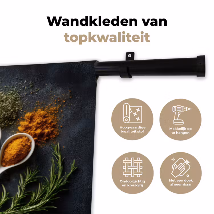 Lepels - Wit - Poeder - Kruiden Wandkleed katoen klein -sfeer2
