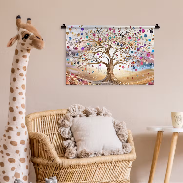 Levensboom - Goud - Kleurrijk - Abstract - Aesthetic Wandkleed katoen klein -wsfeer5_kind
