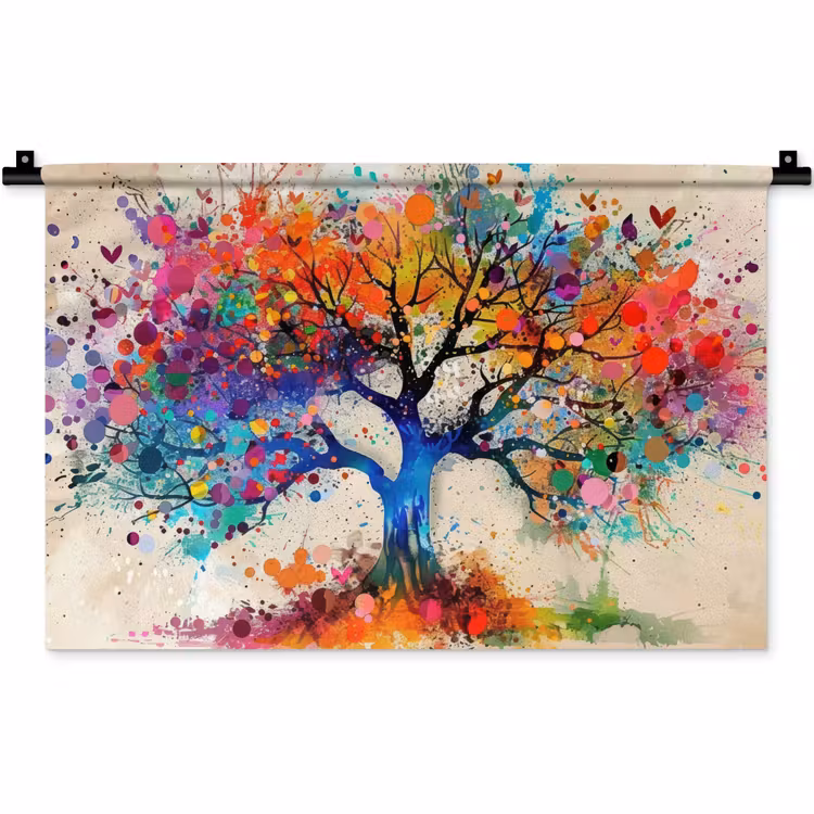 Levensboom - Natuur - Kleurrijk - Boom Wandkleed katoen klein -zz3d
