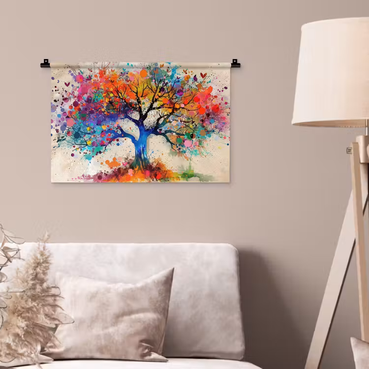 Levensboom - Natuur - Kleurrijk - Boom Wandkleed katoen klein -sfeer4