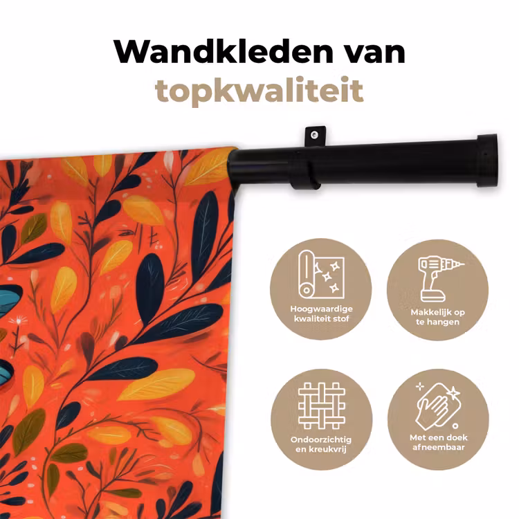 Libel - Blauw - Vleugels - Bladeren Wandkleed katoen klein -sfeer2