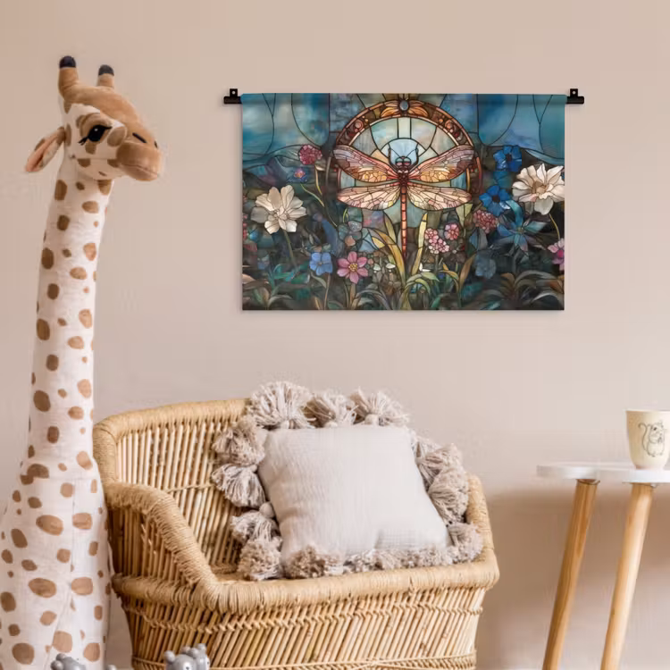 Libelle - Mozaïek - Bloemen - Kleurrijk Wandkleed katoen klein -wsfeer5_kind
