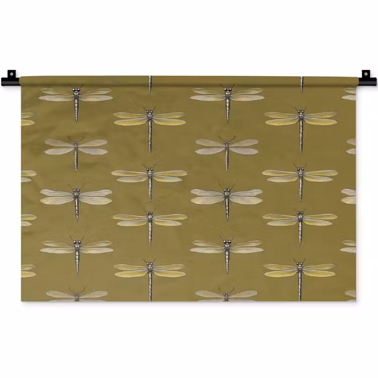 Libellen - Patroon - Groen Wandkleed katoen klein 269 -zz3d