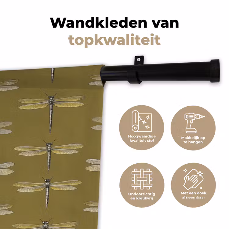 Libellen - Patroon - Groen Wandkleed katoen klein 269 -sfeer2