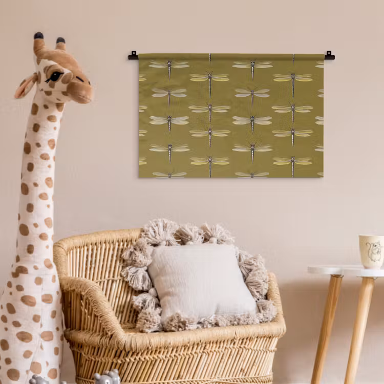 Libellen - Patroon - Groen Wandkleed katoen klein 269 -wsfeer5_kind