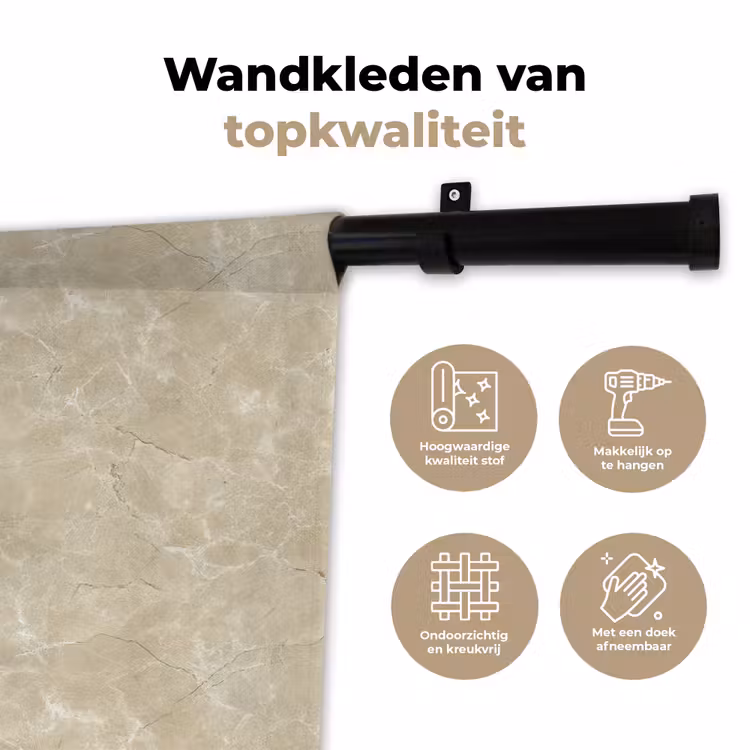 Lichtbeige - Marmer - Diffusie adering Wandkleed katoen klein 269 -sfeer2