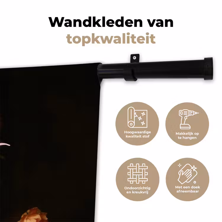 Liefde - Modern - Bloemen Wandkleed katoen klein -sfeer2