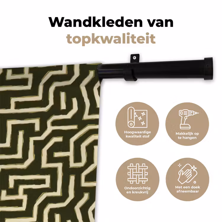 Lijnen - Abstract - Groen Wandkleed katoen klein 269 -sfeer2