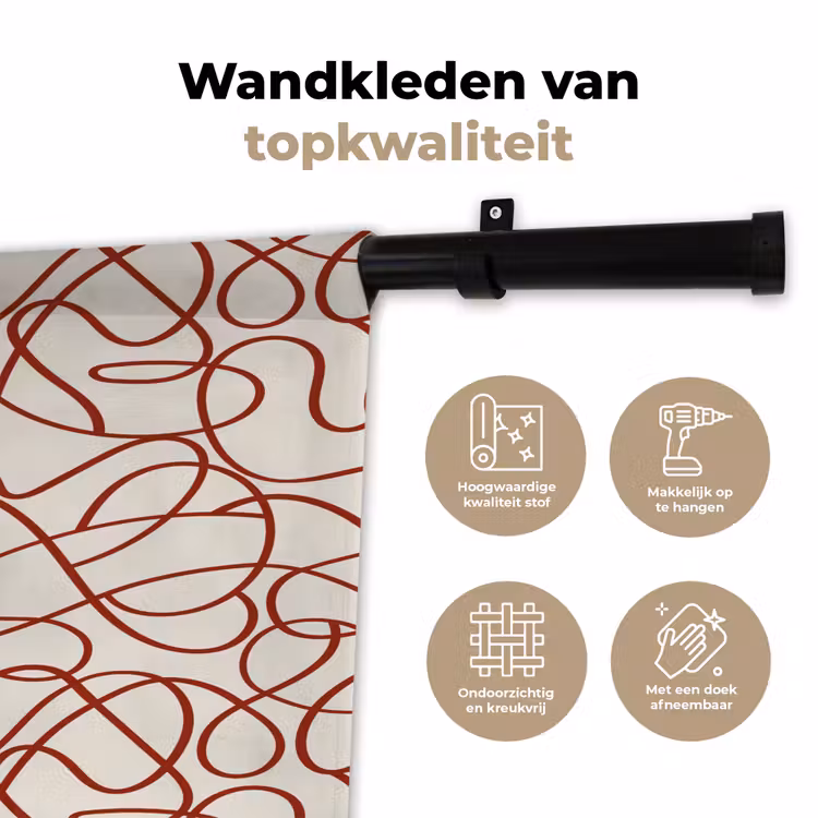 Lijnen - Abstract - Rood - Beige Wandkleed katoen klein 269 -sfeer2
