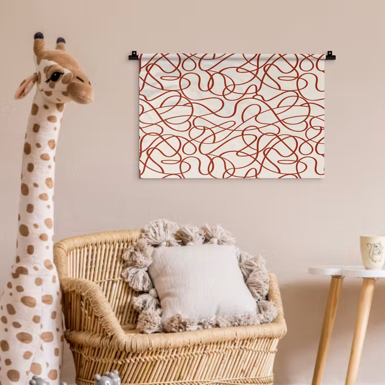 Lijnen - Abstract - Rood - Beige Wandkleed katoen klein 269 -wsfeer5_kind