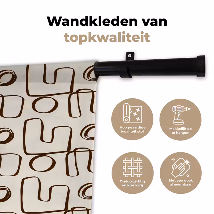 Lijnen - Beige - Patroon - Donkerbruin Wandkleed katoen klein 269 -sfeer2