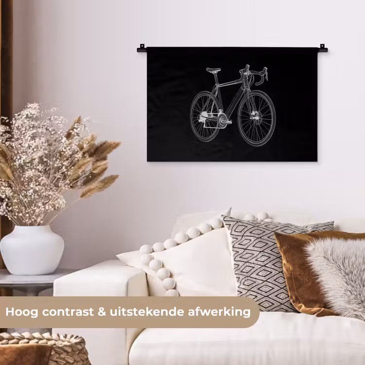Lijnen - Illustratie - Wit Wandkleed katoen klein -sfeer1