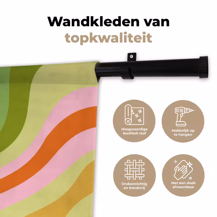 Lijnen - Pasteltinten - Golvend Wandkleed katoen klein -sfeer2