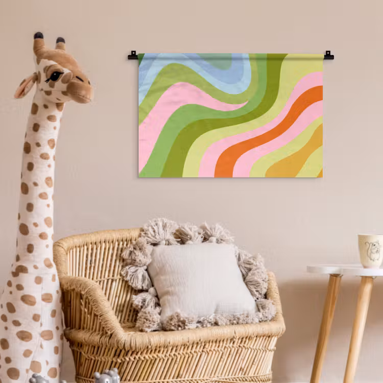 Lijnen - Pasteltinten - Golvend Wandkleed katoen klein -wsfeer5_kind