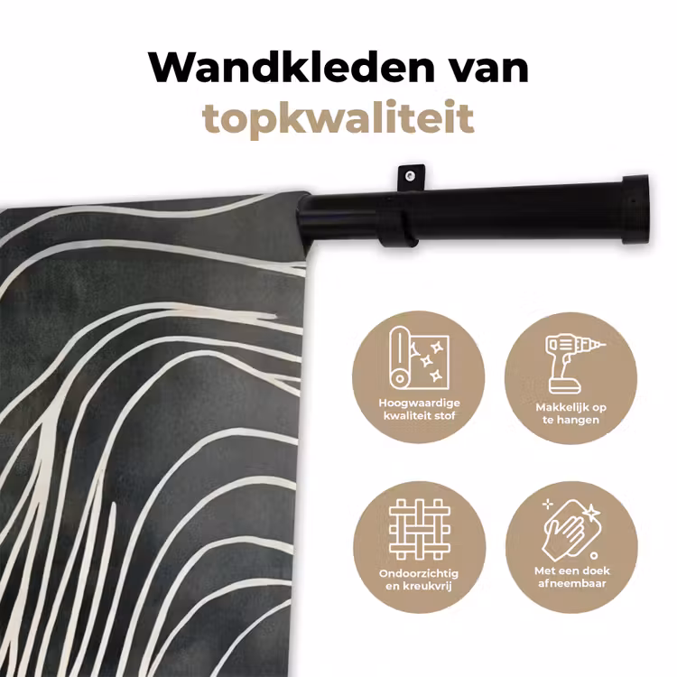 Lijnen - Patroon - Abstract - Wit Wandkleed katoen klein -sfeer2