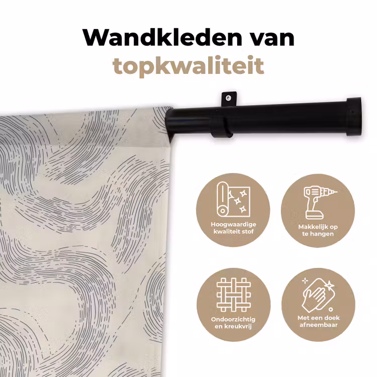 Lijnen - Patroon - Beige - Minimalistisch Wandkleed katoen klein 269 -sfeer2
