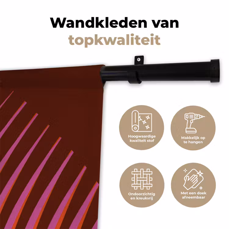 Lijnen - Rood - Beweging Wandkleed katoen klein -sfeer2