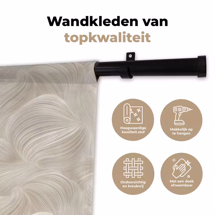 Lijnen - Waaier - Beige Wandkleed katoen klein 269 -sfeer2