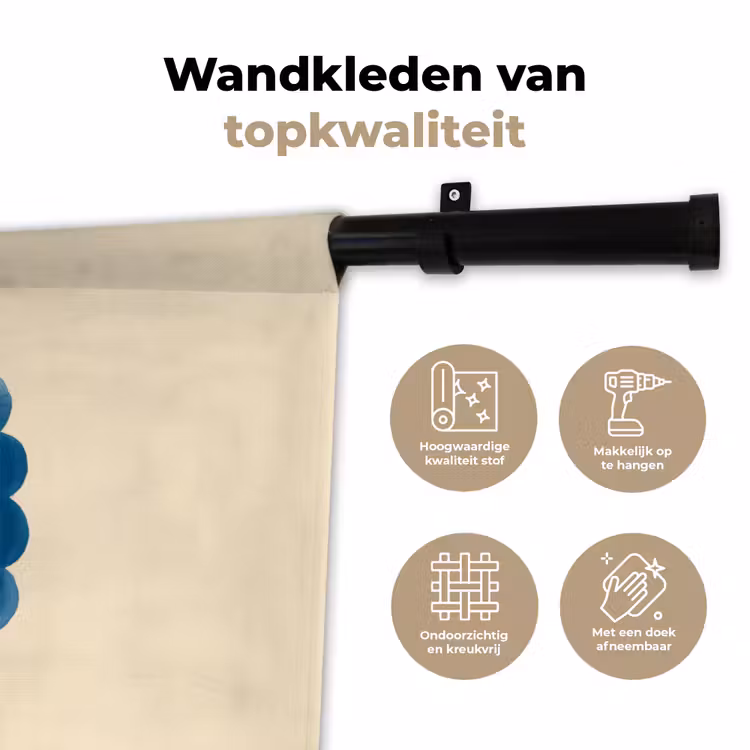 Lijst - Bloemen - Lichtblauw - Illustratie Wandkleed katoen klein -sfeer2