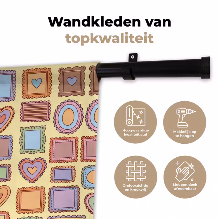 Lijst - Patroon - Hart - Speels - Kleurrijk Wandkleed katoen klein -sfeer2