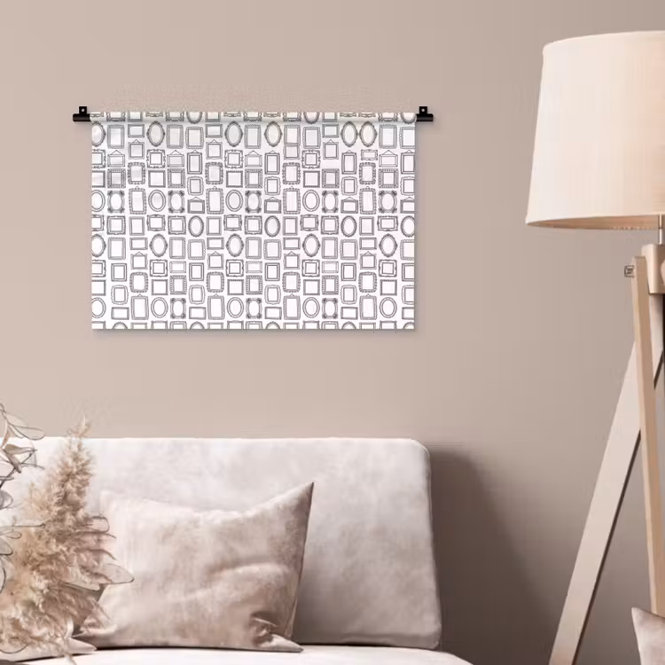 Lijsten - Patroon - Decoratie - Schets - Zwart-wit Wandkleed katoen klein -sfeer4