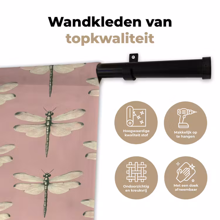 Lillibellen - Patroon - Roze Wandkleed katoen klein 269 -sfeer2