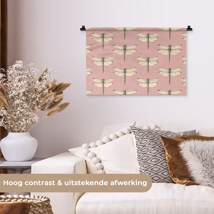 Lillibellen - Patroon - Roze Wandkleed katoen klein 269 -sfeer1