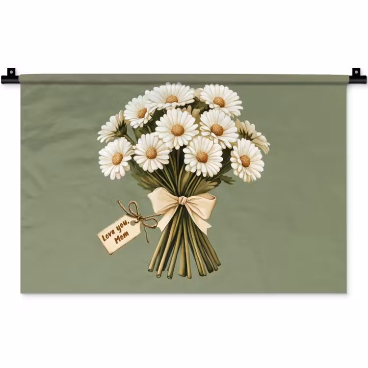 Lint - Boeket - Groen - Quote Wandkleed katoen klein -zz3d