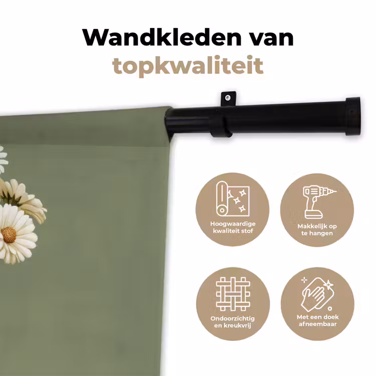 Lint - Boeket - Groen - Quote Wandkleed katoen klein -sfeer2