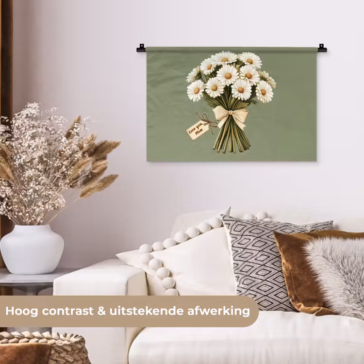 Lint - Boeket - Groen - Quote Wandkleed katoen klein -sfeer1
