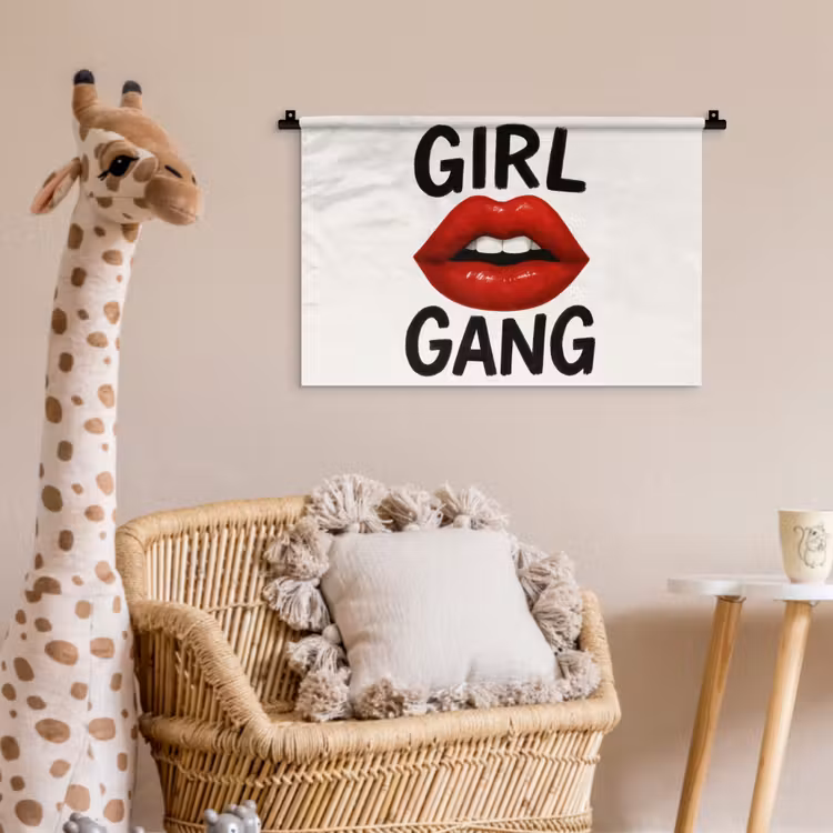 Lip - Girl - Rood - Letters Wandkleed katoen klein -wsfeer5_kind