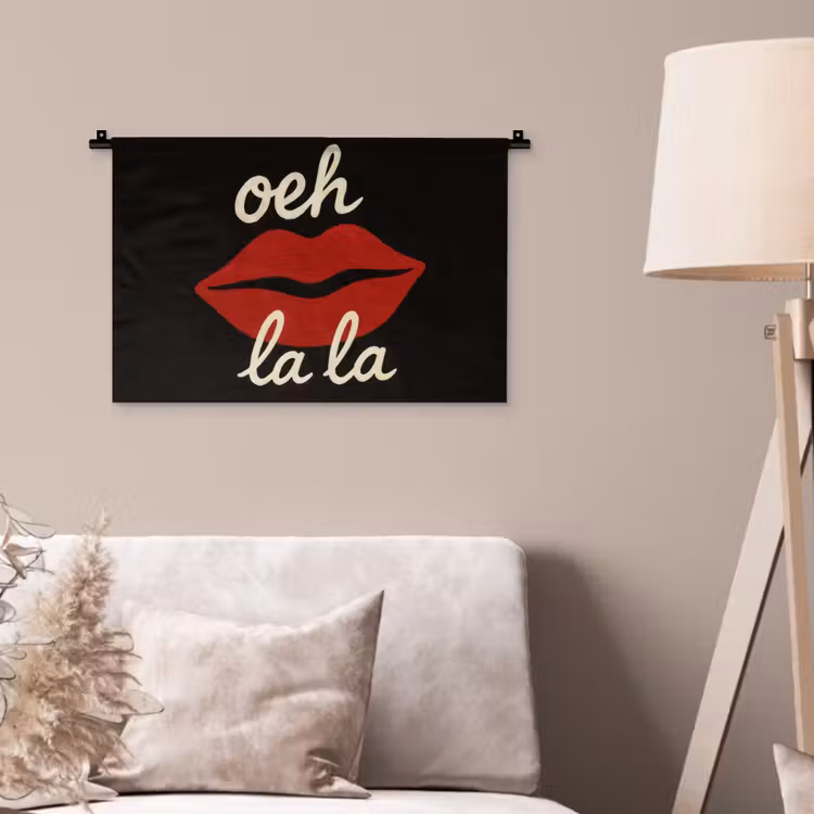 Lip - Rood - Quote Wandkleed katoen klein -sfeer4