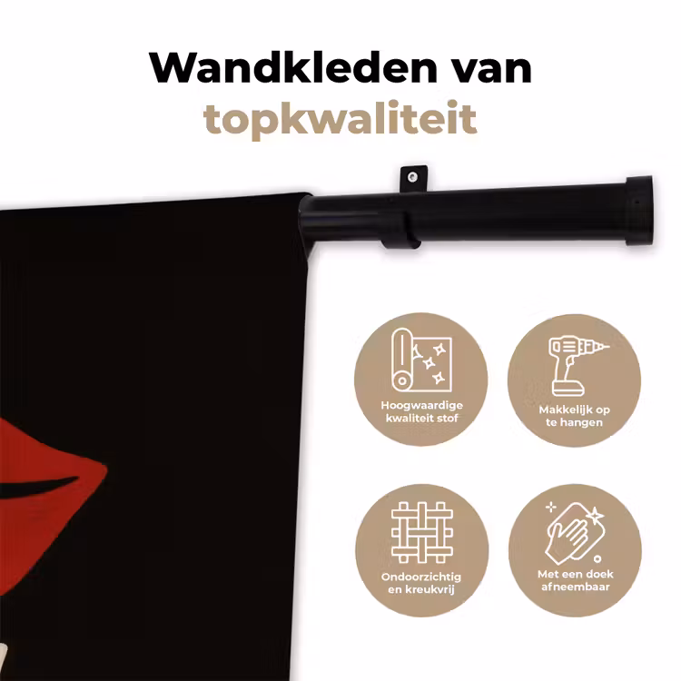 Lip - Rood - Quote Wandkleed katoen klein -sfeer2
