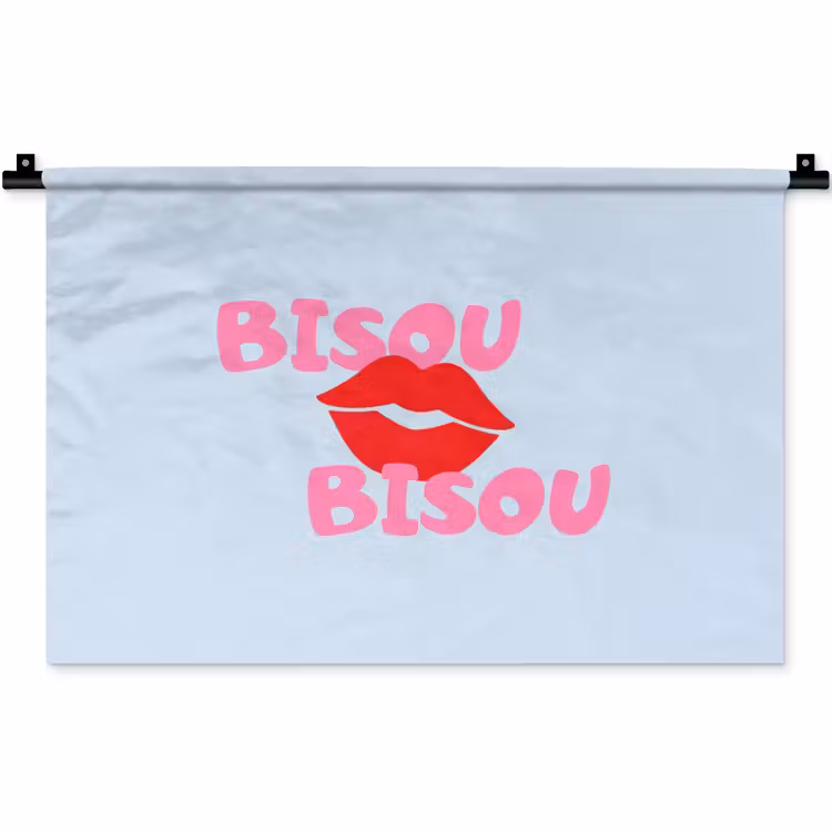 Lippen - Bisou - Blauw Wandkleed katoen klein -zz3d