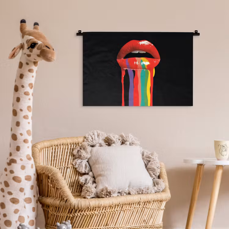 Lippen - Kleuren - Zwart Wandkleed katoen klein -wsfeer5_kind