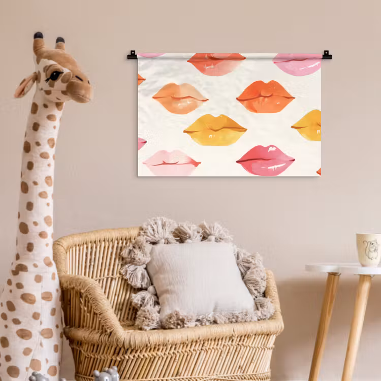 Lippen - Kleurrijk - Glanzend Wandkleed katoen klein -wsfeer5_kind