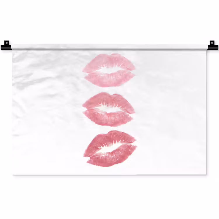 Lippen - Kusafdruk - Roze - Modern - Abstract Wandkleed katoen klein -zz3d