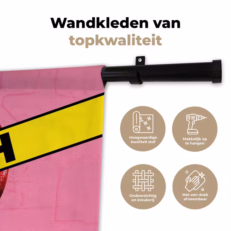 Lippen - Tekst - Kleurrijk Wandkleed katoen klein -sfeer2