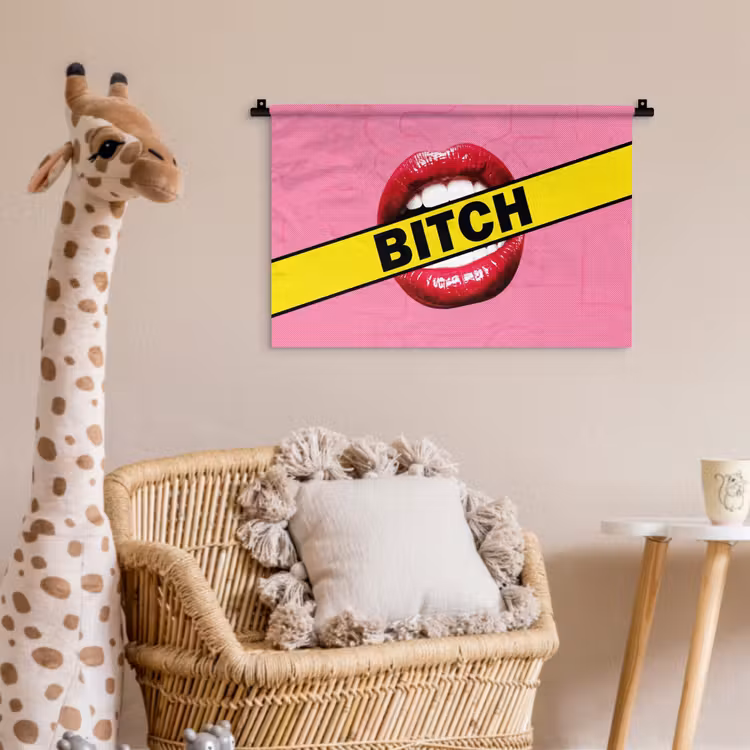 Lippen - Tekst - Kleurrijk Wandkleed katoen klein -wsfeer5_kind