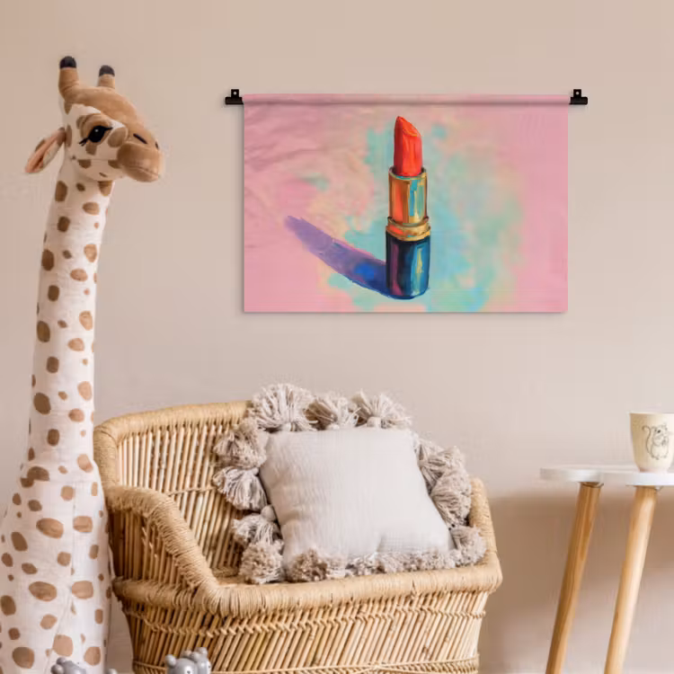 Lippenstift - Rood - Penseelstreken Wandkleed katoen klein -wsfeer5_kind