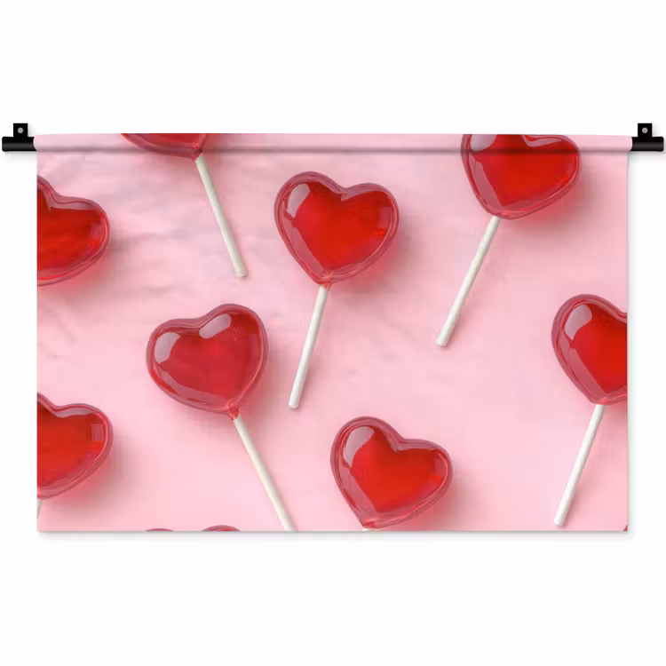 Lollies - Hartjes - Roze Wandkleed katoen klein -zz3d
