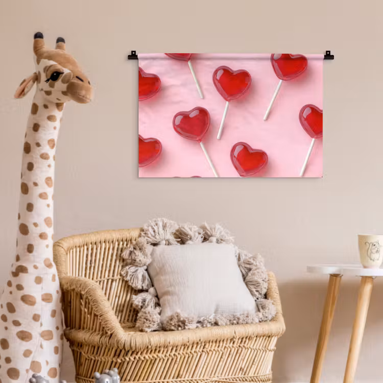 Lollies - Hartjes - Roze Wandkleed katoen klein -wsfeer5_kind