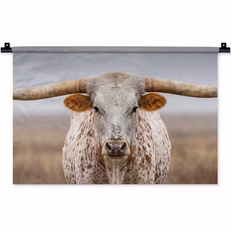 Longhorn - Grasveld - Dier Wandkleed katoen klein -zz3d