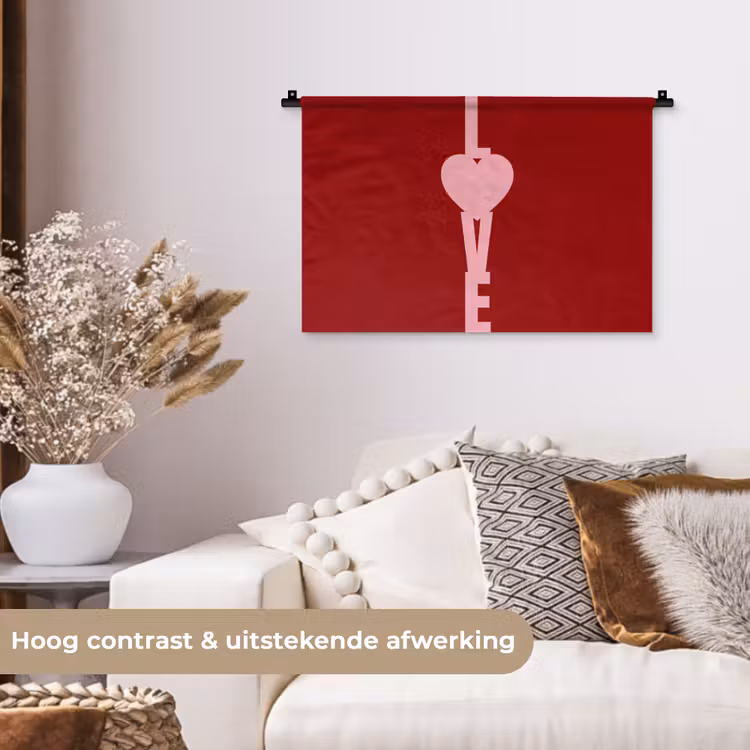 Love - Hart - Rood Wandkleed katoen klein -sfeer1